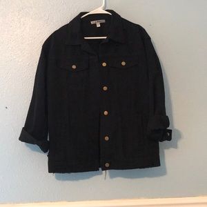 Distressed Black Denim Jacket